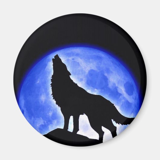 Wolf Howling auf dem Mond Magnet (Vorne)