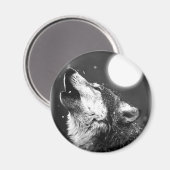 Wolf Howling auf dem Mond Magnet (Vorderseite/Rückseite)