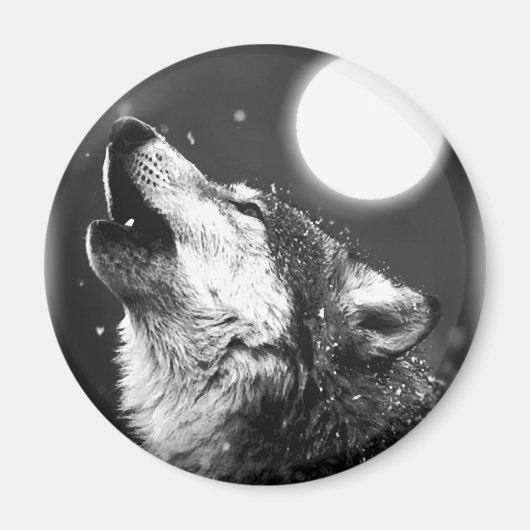 Wolf Howling auf dem Mond Magnet (Vorne)