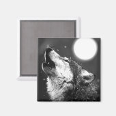 Wolf Howling auf dem Mond Magnet (Vorderseite/Rückseite)