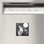Wolf Howling auf dem Mond Magnet (In Situ (Geschirrspüler))
