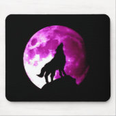 Wolf Howling auf dem Mond Mousepad (Vorne)