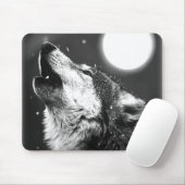 Wolf Howling auf dem Mond Mousepad (Mit Mouse)