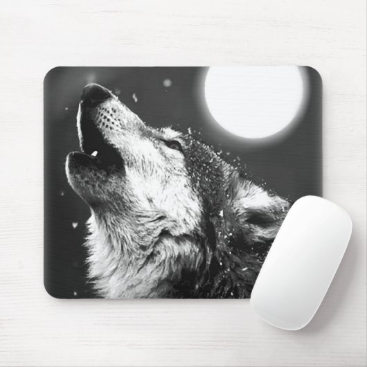 Wolf Howling auf dem Mond Mousepad (Mit Mouse)