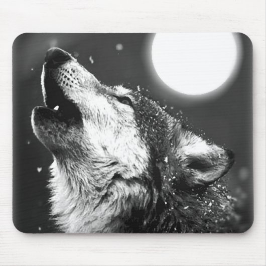 Wolf Howling auf dem Mond Mousepad (Vorne)
