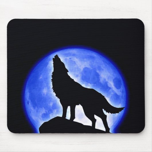 Wolf Howling auf dem Mond Mousepad (Vorne)