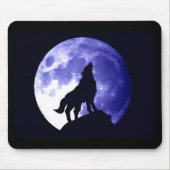 Wolf Howling auf dem Mond Mousepad (Vorne)