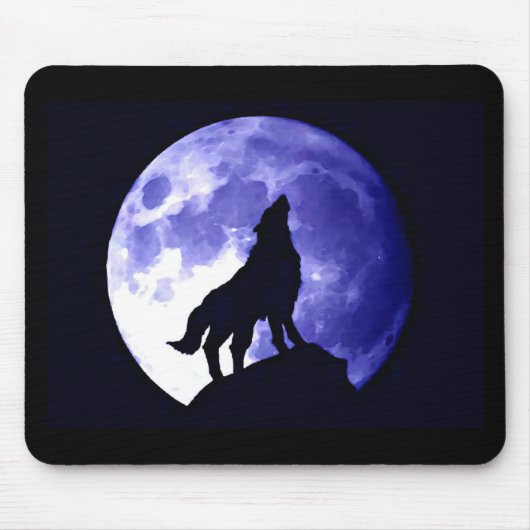 Wolf Howling auf dem Mond Mousepad (Vorne)