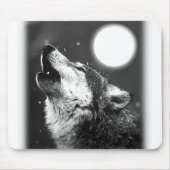 Wolf Howling auf dem Mond Mousepad (Vorne)