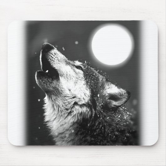 Wolf Howling auf dem Mond Mousepad (Vorne)