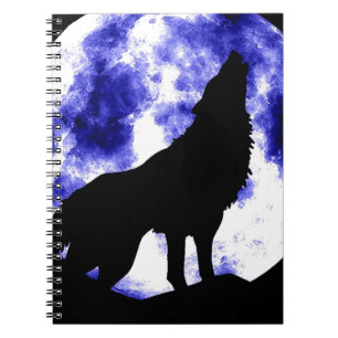 Wolf Howling auf dem Mond Notizblock