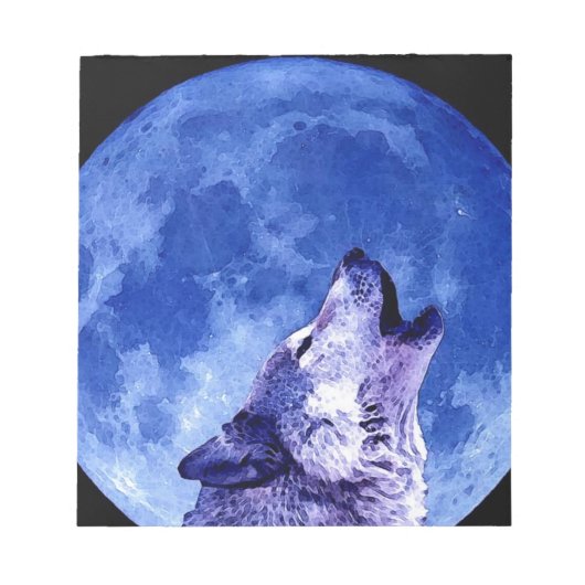 Wolf Howling auf dem Mond Notizblock (Vorderseite)