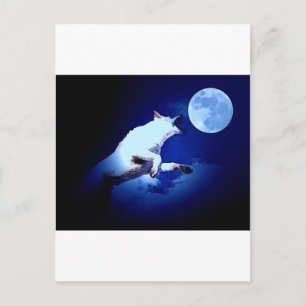 Wolf Howling auf dem Mond Postkarte