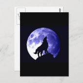 Wolf Howling auf dem Mond Postkarte (Vorne/Hinten)