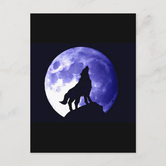 Wolf Howling auf dem Mond Postkarte (Vorderseite)
