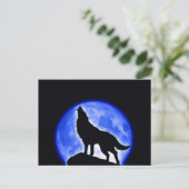 Wolf Howling auf dem Mond Postkarte (Stehend Vorderseite)