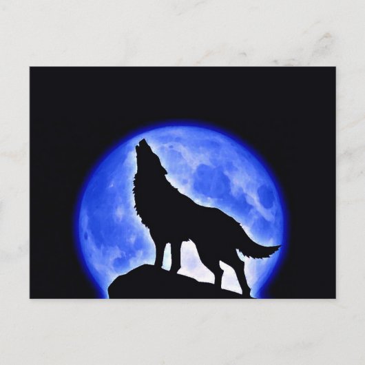 Wolf Howling auf dem Mond Postkarte (Vorderseite)