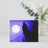 Wolf Howling auf dem Mond Postkarte (Stehend Vorderseite)