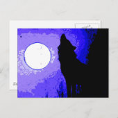 Wolf Howling auf dem Mond Postkarte (Vorne/Hinten)