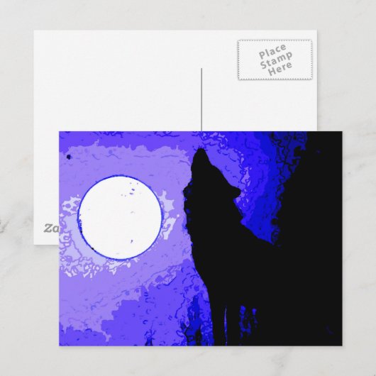Wolf Howling auf dem Mond Postkarte (Vorne/Hinten)