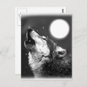 Wolf Howling auf dem Mond Postkarte (Vorne/Hinten)