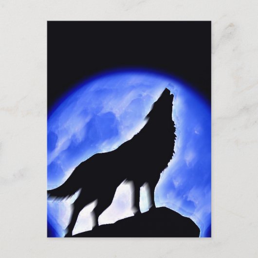 Wolf Howling auf dem Mond Postkarte (Vorderseite)
