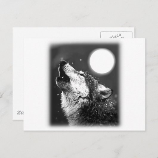 Wolf Howling auf dem Mond Postkarte (Vorne/Hinten)