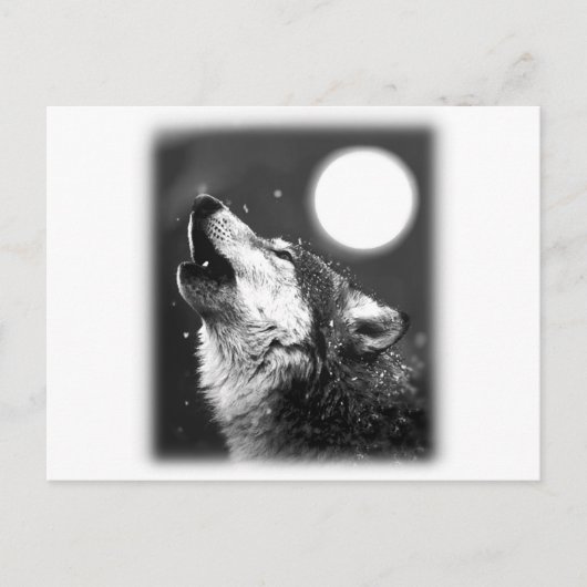 Wolf Howling auf dem Mond Postkarte (Vorderseite)
