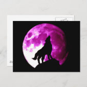 Wolf Howling auf dem Mond Postkarte (Vorne/Hinten)