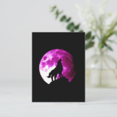 Wolf Howling auf dem Mond Postkarte (Stehend Vorderseite)