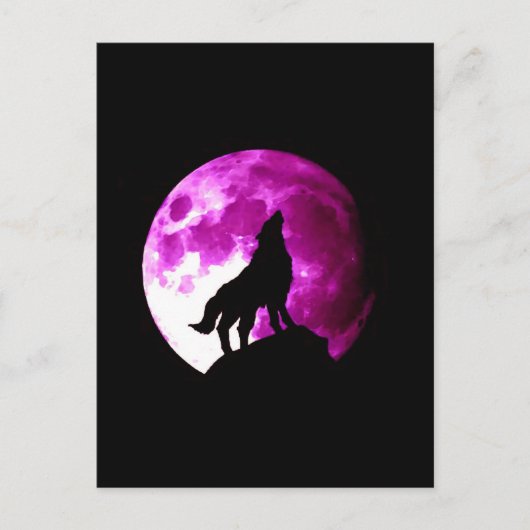 Wolf Howling auf dem Mond Postkarte (Vorderseite)
