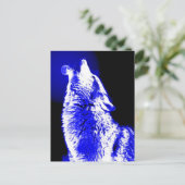 Wolf Howling auf dem Mond Postkarte (Stehend Vorderseite)