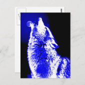Wolf Howling auf dem Mond Postkarte (Vorne/Hinten)