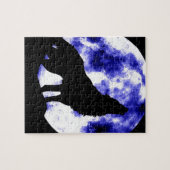 Wolf Howling auf dem Mond Puzzle (Horizontal)