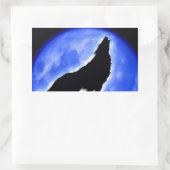 Wolf Howling auf dem Mond Rechteckiger Aufkleber (Tasche)