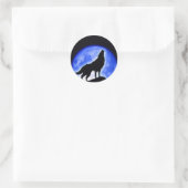 Wolf Howling auf dem Mond Runder Aufkleber (Tasche)