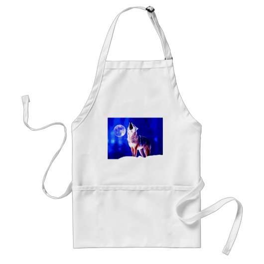 Wolf Howling auf dem Mond Schürze (Vorne)