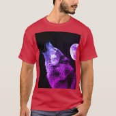 Wolf Howling auf dem Mond T-Shirt (Vorderseite)