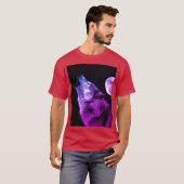 Wolf Howling auf dem Mond T-Shirt (Vorne ganz)