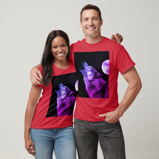 Wolf Howling auf dem Mond T-Shirt (Unisex)