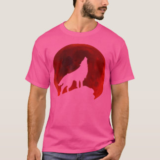 Wolf Howling auf dem Mond T-Shirt