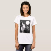 Wolf Howling auf dem Mond T-Shirt (Vorne ganz)