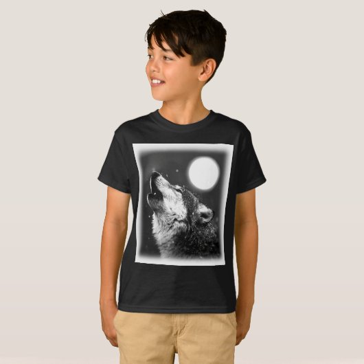 Wolf Howling auf dem Mond T-Shirt (Vorne ganz)