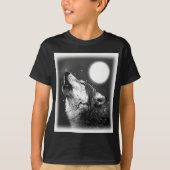 Wolf Howling auf dem Mond T-Shirt (Vorderseite)