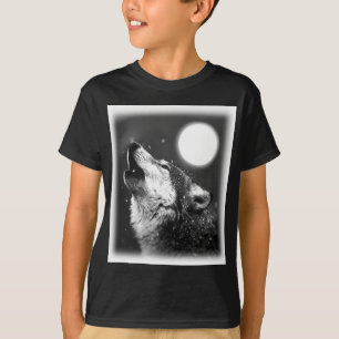 Wolf Howling auf dem Mond T-Shirt