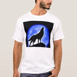 Wolf Howling auf dem Mond T-Shirt