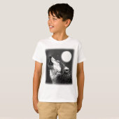 Wolf Howling auf dem Mond T-Shirt (Vorne ganz)