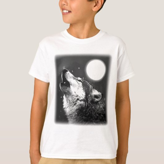 Wolf Howling auf dem Mond T-Shirt (Vorderseite)