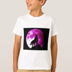 Wolf Howling auf dem Mond T-Shirt