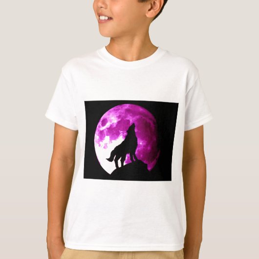 Wolf Howling auf dem Mond T-Shirt (Vorderseite)